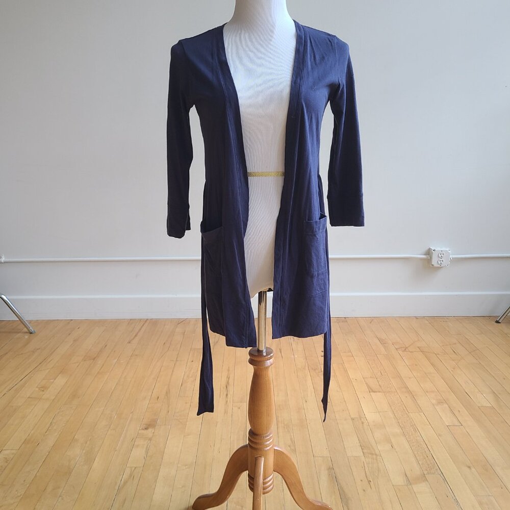 Theory blue jersey wrap top